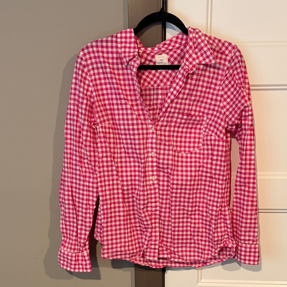GAP Pink and White Gingham Shirt